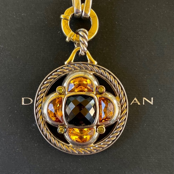 DAVID YURMAN 18k Sterling Half Moon Enhancer + DY 33” Sterling 18k Figaro Chain - Picture 2 of 16